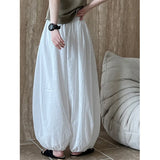Shopmocho Oversized Bloomers 2025 New Summer Elegant Fashion Women Lantern Pants Casual Loose Breathable Cotton Wide Leg Pants