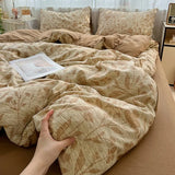 Shopmocho 2025 new class A high gram weight linen raw hemp four-piece set jacquard quilt cover bed sheet student dormitory three-piece set