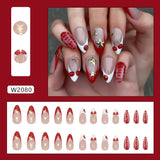 SHOPMOCHO 24pcs Y2k Almond Fashion Fake Nails Moon Star Style Swan Pattern Sweet Cool Press On Nails Full Cover Detachable False Nail
