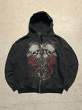SHOPMOCHO Mens Black Zip Hoodie Skull Print Dark Style Cotton Streetwear Jacket Casual Long Sleeve Pullover Hooded Sweatshirt Graphic