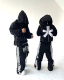 SHOPMOCHO Y2K Fashion Streetwear Gothic Punk Striped Letter Embroidery Trendy Sweatpants Retro Loose Hip Hop Casual Stretch Jogging Pants