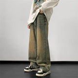 SHOPMOCHO Jeans men Wide Leg Jeans Male Loose Straight Denim Pants 2025 Autumn Harajuku Vintage Blue Jean Trouser Streetwear Clothes
