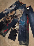 SHOPMOCHO Japanese Harajuku Jeans Mens New Dragon High Quality Jeans Gothic Y2K Vintage Hip Hop Streetwear Denim Fabric Wide Leg Pants