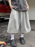 SHOPMOCHO Men's Loose Street Style 7/8 Length Shorts Summer Casual Sports Elastic Waistband Pleated Hem Strong Draped Look