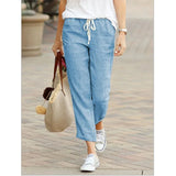 SHOPMOCHO-Autumn Cotton Women's Pants Y2K Black Drawstring Elastic Waist Casual Pants Female Loose Fashion Elegant Ladies Bottom