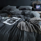 SHOPMOCHO Blue Stripes Bedding Set Simple Design Twin Single Queen Size Girls Boys Soft Home Hotel Pillowcase Bed Sheet Duvet Cover