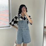 Shopmocho Blue Denim Shorts Female 2025 Summer Loose Wide Leg Shorts Korean Jumpsuit Shorts For Women