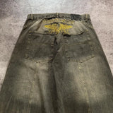 SHOPMOCHO American New Fashion Old Yellow Washed Baggy Jeans Ladies Y2K Gothic Hip Hop Vintage Casual High Waist Wide Leg Pants