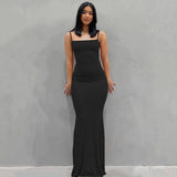 Shopmocho Summer Women's Sexy Backless solid color Long Dresses Elastic High Waist Strapless Bodycon Dress Party Skinny Sleeveless Robe