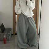 SHOPMOCHO Y2K Harajuku Blue Casual Hip-Hop Retro Sweatpants Street Pants Rock Roll Women's Trendy Oversized Washed Loose Wide-Leg Pants