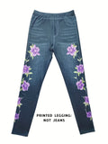 SHOPMOCHO 【Non-Denim】Women's Faux Denim Print Leggings, Sports Casual Skinny Pants, Thin Soft Skin-Friendly Yoga Pants, All-Season Long Pa