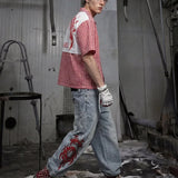 SHOPMOCHO 2026 New Japanese Streetwear Embroidered Baggy Jeans Men's Hip Hop Punk Fashion Y2K Denim Pantalones Retro Straight-leg Jean