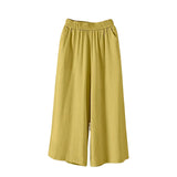 Shopmocho Feamle Casual and Versatile Lazy Style Wide Leg Pants With Pockets Lightweight High Waisted Loose Cropped Capris