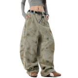SHOPMOCHO Summer 2025 Graffiti Blue Jeans Women Y2K Vintage High Waisted Jeans Straight Streetwear Loose Large Wide Leg Denim Pants