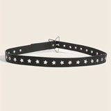 Shopmocho Y2K Punk Star Eyelet Black Rivet Belt Goth Pu Leather Belts For Women Jeans Pants Boys And Girls Students Belt