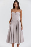 Shopmocho Summer Women Elegant Sleeveless Backless Pleated Dresses Lady Sexy Solid Sling Midi Dress 2025 Female Party Evening A-line Robes