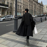 SHOPMOCHO Trench Coat Autumn Korean Men's New Fashion Overcoat Male Long Windbreaker Streetwear Trench Men Outerwear Black/Gray/Coffee