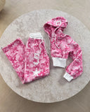 SHOPMOCHO Streetwear Pink Sportswear Two Piece Set Women Gothic Slim Fit Waist Zipper Hoodie Harajuku Retro Casual High Waist Sports Pants