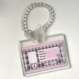 SHOPMOCHO Crystal Butterfly 3 Inch Acrylic Card Holder Photocards Display Credit ID Bank Card Protective Case Keychain Pendant Fashion