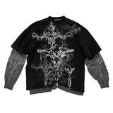 SHOPMOCHO Gothic Southpole Long Sleeve Man Retro Fashion American Skull Print Oversize T-shirt Autumn Sun Proof Tops