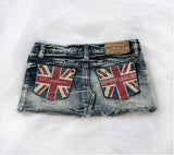 Shopmocho Summer American washed pocket printed denim shorts for women y2k street Harajuku hip-hop casual vacation sexy hot girl pants