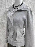 SHOPMOCHO American Hot Girl Subculture Retro Gray Sweatshirt Fashion Vintage Hooded Sweatshirt 2026 Spring And Autumn Women's Jackets