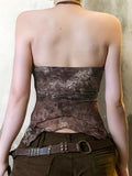 SHOPMOCHO-Fashion Retro Print Beading Halter Women Tanks Chic Trendy Sexy Slim Fit Spliced Summer New Blouses