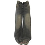 Shopmocho Vintage Distressed Wide-leg Jeans Women's Spring Summer New Loose-fit Slimming Draped Versatile Trailing Straight-leg Trousers
