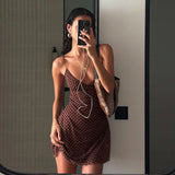 SHOPMOCHO Y2k Vintage Slim Summer Women Sweet Ladylike Fashion Street Woman Dot Print Casual Simple Basic Sleeveless Dresses Female Chic