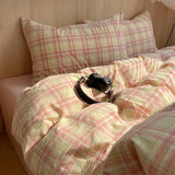 SHOPMOCHO Nordic sling Cotton Pink Stripes Duvet Cover 150x200 Size Girl's Room housse de couette Skin friendly Breathable Comforter Sets