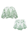 Shopmocho Woman 2 Pieces Shorts Sets 2025 New Fashion Embroidery Short Blouse Summer Women Suit Shorts Two Piece Set Womens Outfits