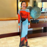 Shopmocho Yiiciovy Sexy Women’s Slim Fit Long Dress Cover-Ups Sheer Mesh Long Sleeve Floral Print Beach Dress Side Split Bikini Cover-Ups