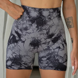 SHOPMOCHO-Summer Women High Waist Butt Lift Shorts Legging Seamless Leggings Fashion Tie Dye Shorts Gym Workout Running Pants
