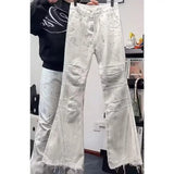 SHOPMOCHO American vibe washed and dyed design bootcut jeans for men and women, hot girl slimming, wide-legged, drapey, versatile trousers
