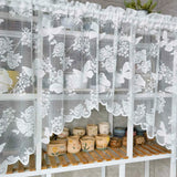 SHOPMOCHO 1pc Lace Bird Short Curtians for Kitchen Cafe Study Room Spring Pastoral Half Sheer Small Window Valance Drapes