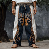 Shopmocho Men's retro Viking Celtic art knot 3D printed casual pants drawstring straight leg pants summer beach pants