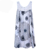 Shopmocho Women's clothing summer sleeveless camisole dress lace print sleeveless large swing loose sexy dress long skirt plus size