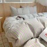 SHOPMOCHO 1pc Korean Cotton Pink Stripes Duvet Cover 150x200 Size Girl's Room housse de couette Skin friendly Breathable Comforter Sets