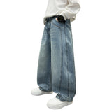 SHOPMOCHO Boys' Wide Leg Jeans Cartoon Embroidery Back Pocket Loose Fit Streetwear Casual Denim Pants Comfortable Fashion Ages 5-15 Years