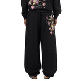 SHOPMOCHO Garden of Eden V2 Hoodie and Sweatpants Two Piece Set Men Women Loose Sweatshirt  Flower Embroidery Tracksuit Jogging Pants Suit