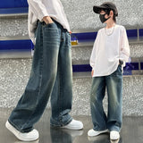 SHOPMOCHO Spring Autumn Kids Casual Jeans for Big Boy Child Fashion Vintage Trousers Cotton Sweatpants Teenage Baby Boys Clothes Jeans