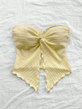 Shopmocho Twist Knot Cropped Tube Top for Women Summer Y2K Clothes Sexy Off the Shoulder Slit Crop Top