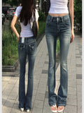 SHOPMOCHO Gothic Buddha Head Womens Jeans Y2K Clothes Hip Hop Pocket Embroidery Vintage Blue Baggy Jeans Low Waist Wide Leg Trousers