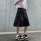 SHOPMOCHO Streetwear Wide leg Shorts Men Black Dress Pants Casual Man Oversized Lightweight Breathable Hip Hop Blazer Shorts Summer