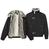SHOPMOCHO American Aircraft Button Pocket Zipper Stand-Up Collar Parka For Men And Women Inner Wool Thickened Bomber Fashion Jacket
