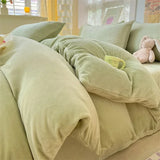 SHOPMOCHO Simple Milk Fleece Warm Autumn Winter Duvet Cover Set 220x240 Soft Fluffy Queen Bedding Set Plush Warmth Blanket Cover Sets Cozy