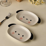 Shopmocho 1pc/2pcs Ceramic bread plate, small dog shaped plate, cute mini fruit plate, dessert plate