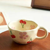 Shopmocho Ceramic Mugs Coffee Cups Hand Pinched Irregular Flower Milk Tea Cup Ins Korean Style Oatmeal Breakfast Mug Drinkware Kitchen
