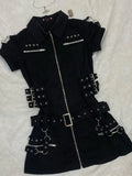 SHOPMOCHO Premium Slim Dark Casual Dresses Japanese Unique Half Sleeve Minority High Street Robe Personalized Y2K Goth Punk Style Vestidos