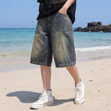 SHOPMOCHO High Street Vintage Gradient Denim Shorts Loose Wide Leg Summer Casual Fashionable Versatile Must Have Shorts for Trendsetters